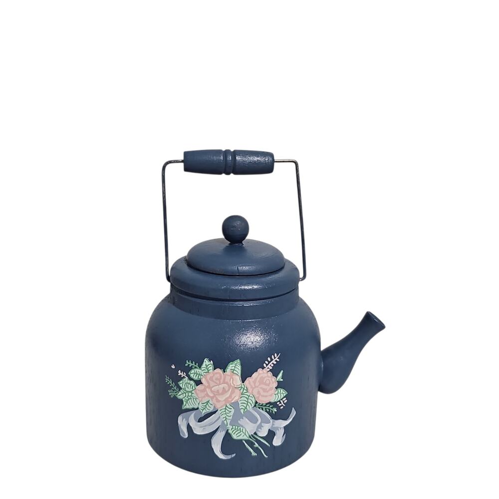 Cottagecore Wooden Teapot Tea Kettle Decor Trinket Kitchen Shelf French Country